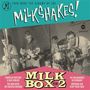 "Four More Top Albums by The Milkshakes! Milk Box Volume 2" steht in großer Schrift. Eine Band spielt Instrumente., 4 CDs