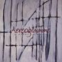 Text: "aereogramme, a story in white". Abstrakte, geometrische Strukturen in Grau und Schwarz.