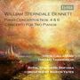 Text: "William Sterndale Bennett", "Piano Concertos Nos. 4 & 6", "Concerto for Two Pianos", Musiker, Orchester, Dirigent. Illustration mit stimmungsvollen Farben., CD