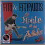 Text: "Fito & Fitipaldis", "El Monte de los Aullidos". Illustration: Gitarrist in schwarzer Lederjacke und Wolf mit Flammen., LP