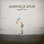 "GABRIELLE APLIN", "English rain". Person springt mit buntem Regenschirm auf dunklem Boden, grauer Himmel im Hintergrund., LP