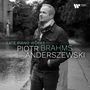 LATE PIANO WORKS, PIOTR BRAHMS ANDERSZEWSKI. Schwarz-weiß Bild eines Mannes an einem Fluss, Logo von Warner Classics., CD