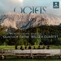 OCTETS. Mendelssohn, Enescu. Quatuor Ébène, Belcea Quartet. Personen auf Bank, Wald und Berge im Hintergrund., CD