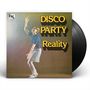 Text: "DISCO PARTY Reality". 
Eine Person in blauer Bluse tanzt lächelnd vor einem schlichten Hintergrund., LP