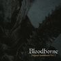 Text: "Bloodborne Original Soundtrack". Dunkle, mystische Illustration eines vermummten, imaginären Charakters.