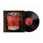"New Model Army, The Ghost of Cain" auf schwarzer Lederjacke, rotes Vinyl-Label mit Titeln., LP