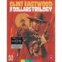 Text: "CLINT EASTWOOD THE DOLLARS TRILOGY", "4K Ultra HD", "HDR". Illustration: Drei Männer im Westernstil.