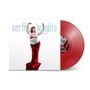 Text: "earthly delights". Eine Frau in rotem Rock tanzt, daneben eine rote Schallplatte., LP