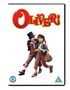 "Oliver!" in roter Schrift oben. Zwei fröhliche Jungen in historischen Kostümen umarmen sich., DVD