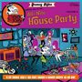 „Greasy Mike invites you to his All-Nite House Party.“ Bunte Illustration von Menschen, die auf einer Party tanzen., LP