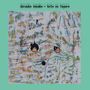 Text: "daisuke tanabe / hole on layers". Abstrakte Malerei mit weißen, bunten Farbschichten und schwarzen Formen., LP