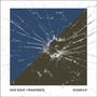 Text: "DOG SOUP / FRAGMENTS DC0001LP". Abstrakte Grafik mit zersplittertem Glasscheibeneffekt, diagonal geteilt in Blau und Braun., 2 LPs