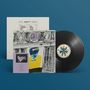 Vinyl-Schallplatte mit Label "UNO LOOP", buntes Cover mit abstraktem Design und gelbem Bereich, Hülle im Hintergrund., LP