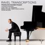 "Ravel Transcriptions. François-Xavier Poizat. Namen: Vyacheslav Gryaznov, Chiao Yuan, Till Lingenberg, u.a."  
Ein Mann sitzt nachdenklich vor einem Flügel., CD