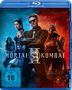 "MORTAL KOMBAT II" in dramatischer Schrift. Fünf Charaktere, zwei links in Blau, drei rechts in Rot. FSK 16 Hinweis.