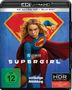 "4K ULTRA HD + BLU-RAY", "SUPERGIRL", FSK 12. Eine Frau im Superheldenkostüm mit Superman-Emblem fliegt., 1 Ultra HD Blu-ray und 1 Blu-ray Disc