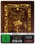Text: "Practical Magic", "Zauberhafte Schwestern", "FSK ab 12", "Limitierte 2-Disc Steelbook Edition", "HDR". Cover mit goldenen Verzierungen., 1 Ultra HD Blu-ray und 1 Blu-ray Disc