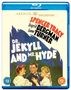 "DR. JEKYLL AND MR. HYDE" in großen Buchstaben. Drei Personen in viktorianischer Kleidung stehen beieinander., Blu-ray Disc