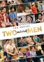 "THE SERIES TWO and a half MEN" in großen Buchstaben. Mehrere Szenen von Personen in humorvollen Alltagssituationen.