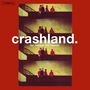 Text: "crashland. the famous five session." Hintergrund: Vier Menschen stehen vor einer gelben Wand.