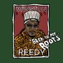 "WINSTON REEDY" und "Back to my Roots". Illustration eines Mannes mit Sonnenbrille und traditionellem Hut auf rotem Hintergrund., CD
