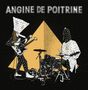 Text: "ANGINE DE POITRINE". Zwei stilisierte Musiker spielen Bass und Schlagzeug vor einem gelben Dreieck., CD