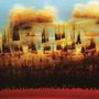 Eine abstrakte Illustration in warmen Gelb- und Rot-Tönen, die verzerrte Reflexionen und Formen zeigt, erinnert an eine Landschaft., CD