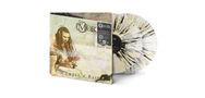 Text: "The Smell of Rain", "Mortiis". Bild: Mensch mit langen Haaren, zwei Schallplatten mit schwarzem und beigem Muster., 2 LPs