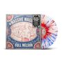 "Massive Wagons Full Nelson" steht auf dem Cover. Illustration: Ein Mann mit Schnurrbart posiert. Vinyl rot-blau gemustert., LP