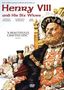 „Henry VIII and His Six Wives“ in roter Schrift. Illustration von Henry VIII mit königlichem Gewand und sechs Frauen im Hintergrund., DVD