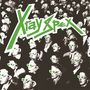 "X-ray Spex" in grüner Schrift. Menschenmenge mit weißen 3D-Brillen mit grünen Gläsern in einem Kontrastfoto., CD