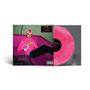 Text: "LIL PEEP HELLBOY 5th YEAR ANNIVERSARY". Ein Mann in pinkem Pulli auf lila Sofa, pinke Schallplatte daneben., 2 LPs