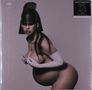 Texte: "Heavenly Body", "If I'm the Bottle, You're the Message". 
Eine schwangere Frau mit langen Handschuhen und Kopfbedeckung, stilisiert und künstlerisch., LP
