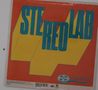 Der Text "STEREOLAB" ist in großen, blauen Buchstaben diagonal auf einem gelben Hintergrund platziert., Single 7"