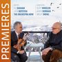 Texte "ARTISTS GIL SHAHAM LEON BOTSTEIN THE ORCHESTRA NOW COMPOSERS SCOTT WHEELER AVNER DORMAN BRIGHT SHENG PREMIE". Zwei Personen auf Terrasse mit Geige; winterliche Landschaft im Hintergrund., CD