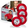 "Jim Reeves 100 Hits" mit einem Mann im roten Hemd, vier roten CDs und einem weiteren Porträt des Mannes., 4 CDs