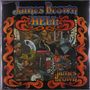 "James Brown - Hell" in blauer und gelber Schrift, umgeben von orange-roten Flammenmotiven, mit lebhaften Szenen., 2 LPs
