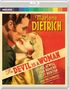 „Marlene Dietrich“ in Großbuchstaben. Darunter: „The Devil Is a Woman“. Illustration eines Paares im intimen Moment., Blu-ray Disc