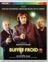 Die Namen "GERARD DEPARDIEU", "BERNARD BLIER", "JEAN CARMET" und der Titel "BUFFET FROID" sind zu sehen. Drei Männer halten Waffen in der Hand., Ultra HD Blu-ray
