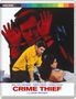 Oben: "INDICATOR", Mitte: "JEAN-LOUIS TRINTIGNANT - ROBERT HOSSEIN - FLORINDA BOLKAN in CRIME THIEF".  
Ein Mann in Handschellen; ein Paar.