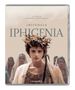 "A Film by Michael Cacoyannis. IPHIGENIA. Junge Person mit Blumenkranz, umrahmt von Frauen in antiken Gewändern."