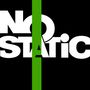 Text: "NO STATIC." Ein grüner Streifen verläuft vertikal durch die Buchstaben. Weißer Text auf schwarzem Hintergrund., Single 12"