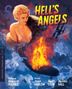 "Hell's Angels" in großen gelben Buchstaben. Frau mit blonder Frisur, Luftschlacht mit brennendem Luftschiff und Flugzeugen., 1 Ultra HD Blu-ray und 1 Blu-ray Disc