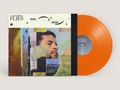 „Catching Flies beats & pieces II”. Collage mit Porträt, abstrakten Formen, orange Vinyl., LP