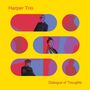 „Harper Trio“, „Dialogue of Thoughts“. Gelber Hintergrund, stilisierte Personen in bunten Formen., LP