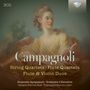 "Campagnoli", eine zarte Illustration einer Frau in historischem Gewand; Text: Musikensembles und Instrumente aufgelistet., 3 CDs