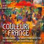"COULEURS DE FRANCE", darunter Namen von Komponisten und Interpreten. Bunte, abstrakte Illustration mit lebendigen Farben., CD