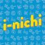 Die Wörter "i-nichi" stehen in gelber Schrift auf einem blauen Hintergrund voller kleiner Tier- und Blumenmotive., LP