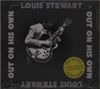 "LOUIS STEWART OUT ON HIS OWN", darunter ein Mann mit Gitarre in schwarz-weiß, gelber Aufkleber: "NEW EDITION"., CD