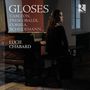 Texte: "GLOSES", "CABEZON, FRESCOBALDI, CORREA, SCHEIDEMANN...", "LUCIE CHABARD". Eine Frau sitzt an einem Cembalo., CD